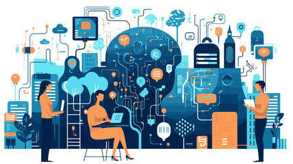 Large-scale language model AI concept vector illustration.