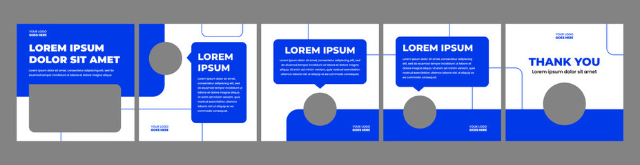 Simple carousel layout template for social media posts. blue theme social media template