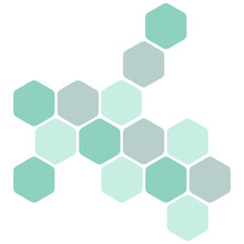 Futuristic Green Random Digital Hexagons, Honeycomb Elements