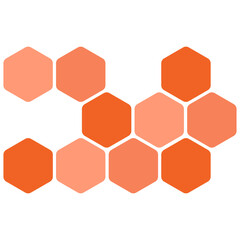 Wall Mural - Futuristic orange random digital hexagons, honeycomb elements