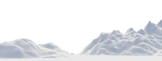 3d render snow mountain. white terrain. cold environment.