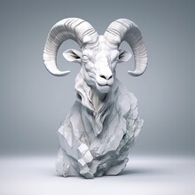 Portrait Of Goat Animal In Marble Sculpture Style. Ancient Statue Of Animal. Generative AI