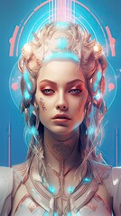 Wall Mural - Futuristic design of Princess character illustration. Colorful modern style art. Generative AI