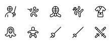 Martial Arts Icons, Vector Set Design With Editable Stroke. Line, Solid, Flat Line, Thin Style And Suitable For Web Page, Mobile App, UI, UX Design.