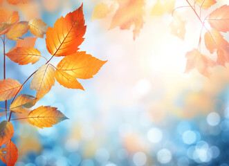 Wall Mural - sunny fall background in autumn. copy space for greeting. generative ai.