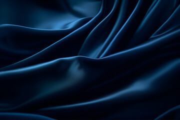 Smooth elegant dark blue silk or satin luxury cloth texture can use as abstract background. Luxurious background design
