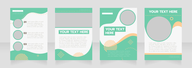 Hospital green wavy blank brochure layout design. Project info. Vertical poster template set with empty copy space for text. Premade corporate reports collection. Editable flyer paper pages