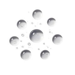 Wall Mural - 8 drops of water isolated on transparent background cutout , generative ai