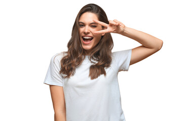 portrait of young beautiful cheerful girl smiling looking at camera on a transparent background