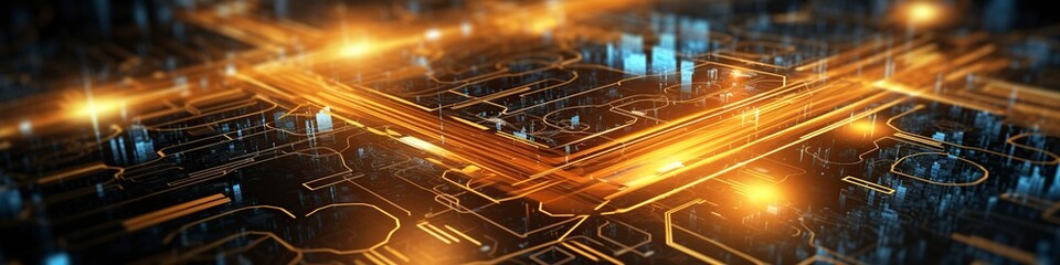 illustration, abstract technology background, website header, ai generative.