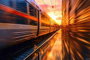 Modern Train, Motion blur, Transportation, Railway, ai generative