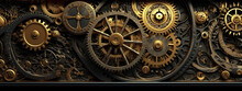 Clock Background, Generative, Ai, Machine, Mechanical, Blue,gold