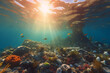 Plastic waste deep in the ocean underwater