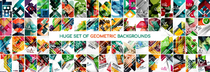 Aufkleber - Mega collection of geometric backgrounds. Abstract backgrounds bundle for wallpaper, banner, background, landing page, wall art, invitation, prints, posters