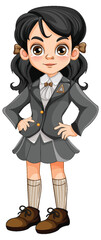 Sticker - Girl in Student Uniform Cartoon