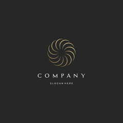 Wall Mural - Metallic gold circle shape luxury design, gold flower logo