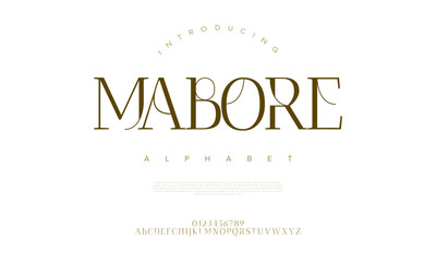 Wall Mural - Mabore premium luxury elegant alphabet letters and numbers. Elegant wedding typography classic serif font decorative vintage retro. Creative vector illustration