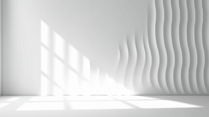 Wall Mural - White background abstract with shadow and light. Product display podium Generative Ai.