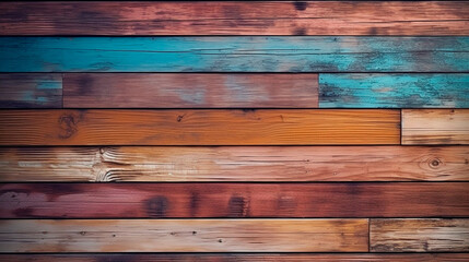 Wall Mural - Painted wooden planks surface, ideal for backgrounds. Generative AI