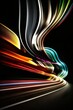Light painting, curvy swirl of bright colors, Glowing energy lines, black background