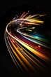 Light painting, curvy swirl of bright colors, Glowing energy lines, black background
