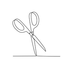 Canvas Print - Continuous line drawing of scissors. Vector illustration