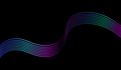 Wall Mural - dynamic effect flow curve wave striped abstract black background element vector. dynamic twist edita