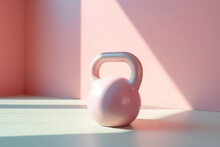 Fitness Dumbbells On A Pink Background Pattern. Minimalism, Sport And Healthy Lifestyle. Generative Ai, Ai Generative
