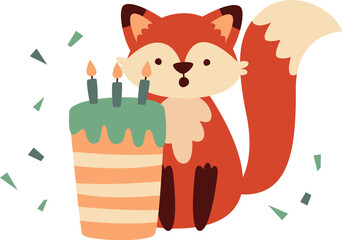  Fox With Birthday Cake