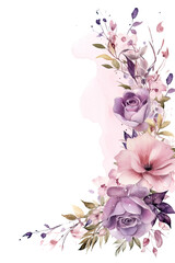 Wall Mural - blush pink and lilac swashes, watercolor paint abstract border frame for design layout, isolated on 
