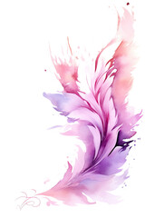 Wall Mural - blush pink and lilac swashes in feather shape, watercolor paint abstract border frame for design lay
