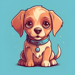 cute puppy dog catoon isolated comic style illustration design