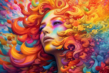 Leinwandbilder - A LGBTQ+ pride-themed art print with vibrant colors and abstract designs, representing the diversity and creativity of the community.  Generative AI technology.