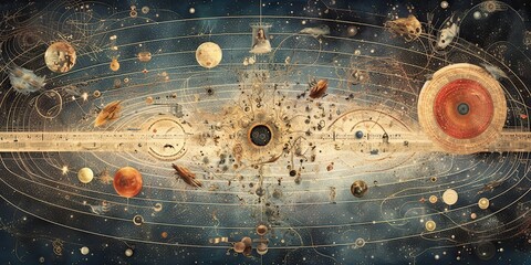Wall Mural - ai generated. ai generative. vintage retro antoaue papper map of universe galaxy space astronomy. st