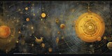 Fototapeta Kosmos - AI Generated. AI Generative. Vintage retro antoaue papper map of universe galaxy space astronomy. Stars cosmos adventure explore vibe. Graphic Art