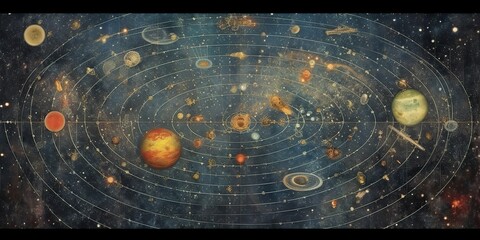 Wall Mural - ai generated. ai generative. vintage retro antoaue papper map of universe galaxy space astronomy. st