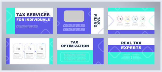 Wall Mural - tax services for individuals presentation templates set. personal financial planning. filing support