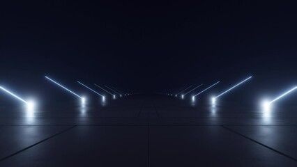 Abstract of dark sci-fi tunnel, Futuristic spaceship corridor. Loop animation.