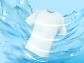 Poster - White t-shirts are washed in clean water. vector illustration