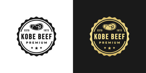 Wall Mural - Kobe beef label or Kobe beef logo vector isolated in flat style. best Kobe beef label for the best product. Elegant Kobe beef seal or logo for original meat from japan.