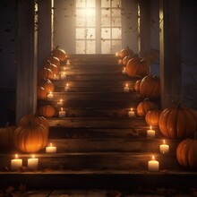 Halloween Jack In The Box Pumpkins On Steps
