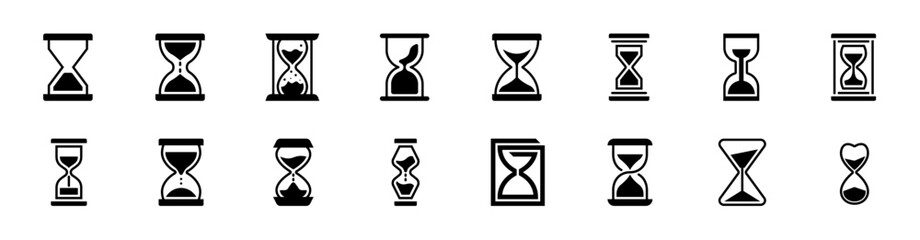 vector sand glass timer set icon