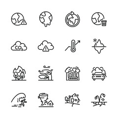 Wall Mural - Set of climate change icons, Global warming effect , earthquake, flooding, extreme temperature, ice melting. vector illustration