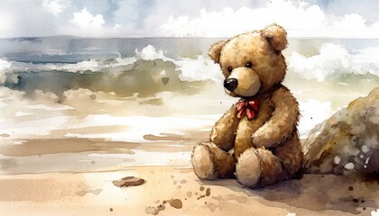 teddy bear on the beach