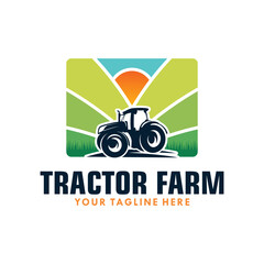 Poster - Tractor Farm Agriculture Logo Design Vector Illustration