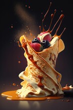Crepes With Ice Creams On Top ,made With Generative AI