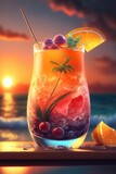 Fototapeta Konie - Fresh cocktail and tropical juice drink ,made with Generative AI