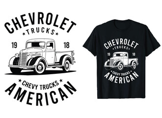 chevrolet trucks t-shirt design vector graphic, chevy truck driver t-shirts, american classic truck 