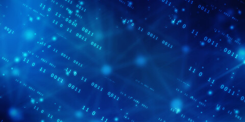 Binary Code Background, Digital Abstract technology background, flowing number one and zero text in binary code format in technology background. Internet Big data Concept