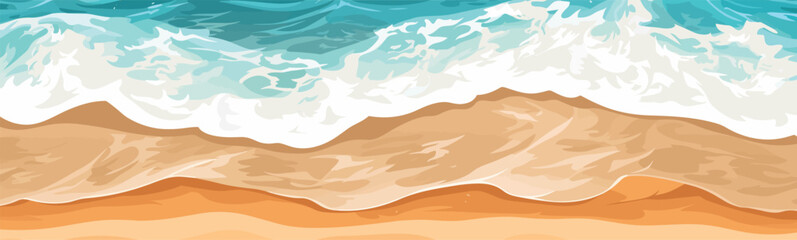 ocean waves over sand beach top view vector isolated illustration